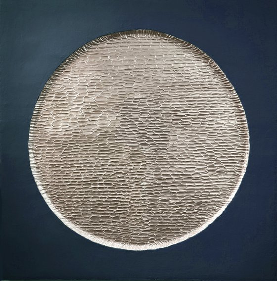 "Blue Mars" Blue silver abstract textured art