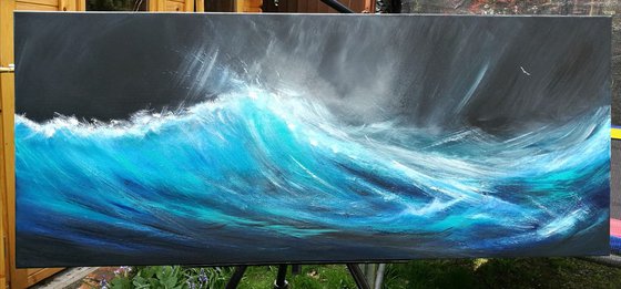 Pure Surf 7- Surf, Wave Art, Seascape, Storm, Teal