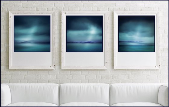 Island Dreams - Triptych - Extra large canvas prints in shades of blue