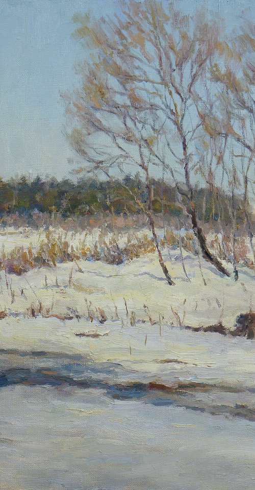 Last Days Of Winter - the sunny winter landscape painting by Nikolay Dmitriev