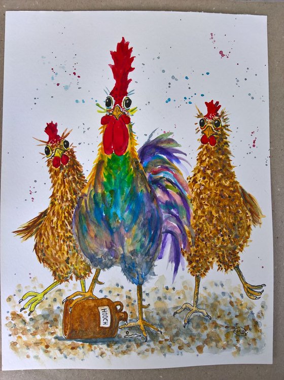 Chickens, Rooster and Hooch
