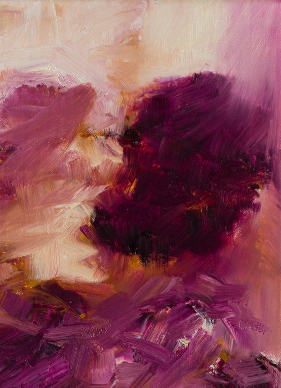 Abstract in purple, garnet and ochre - Oil painting - Wall art decoration