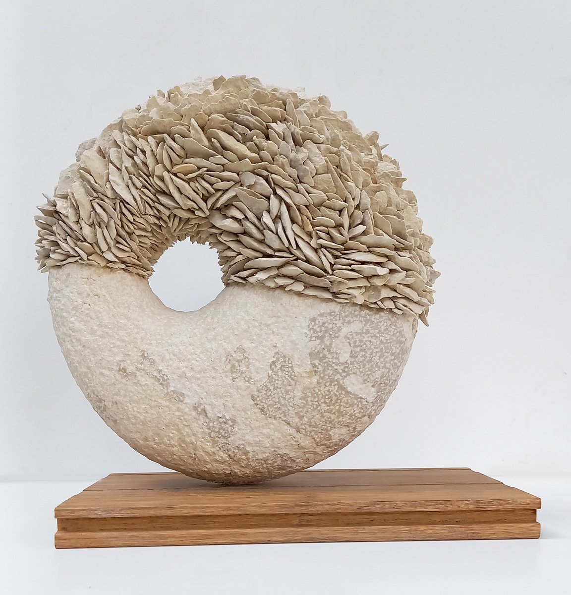 Geometric Abstract Stone Sculpture By Emanuela Camacci, 9 X 9, Diagonal Duality Line, Original Artwork