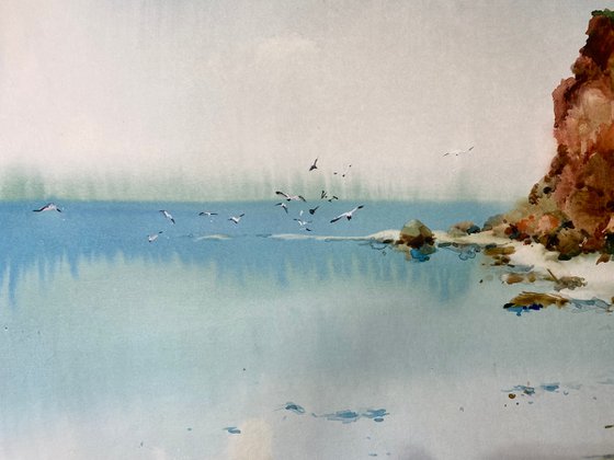 SOLD Watercolor "Quiet” perfect gift