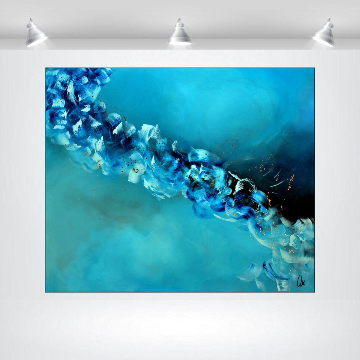 Abstract Acrylic Painting By Edelgard Schroer, 47 X 39, Motion In The Sky, Original Artwork