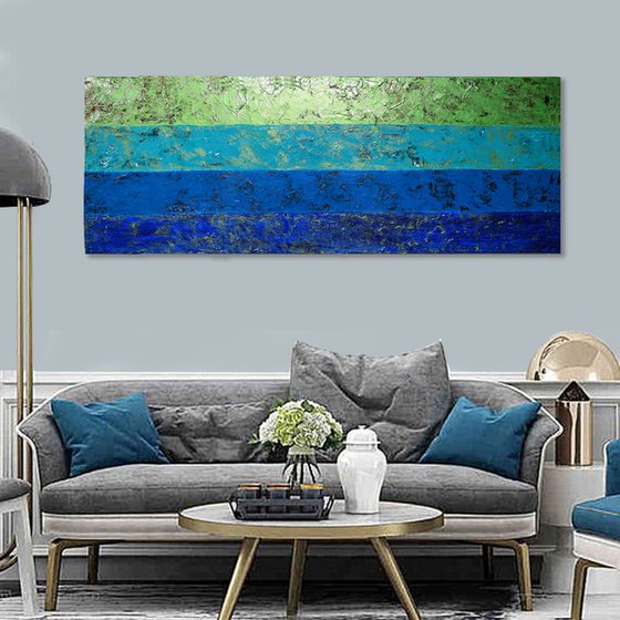 Blue & Green Stripes / 152 cm x 60 cm