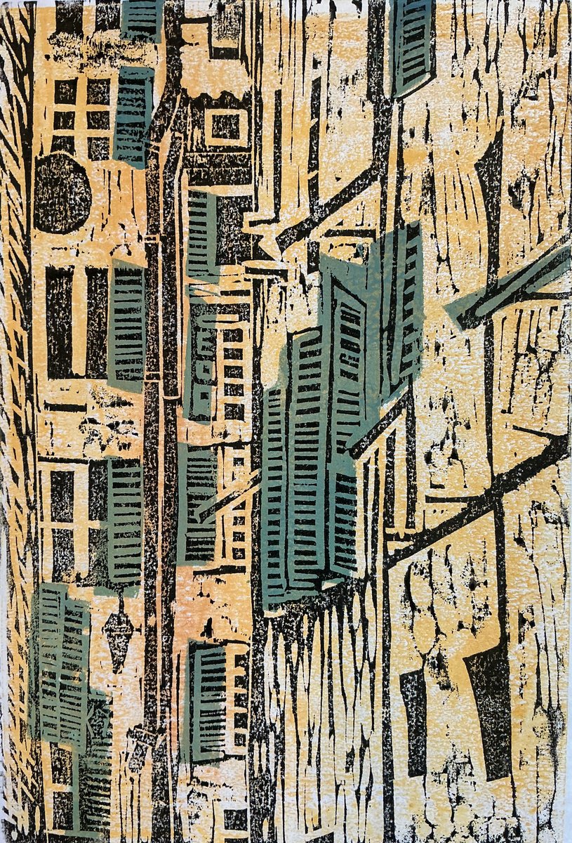 Organic Cityscapes Limited Edition Print By Sandra Haney, 6 X 9", Apartment Buildings, Original Artwork