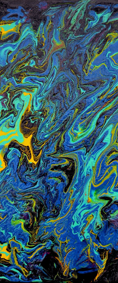 INTO THE DEEP. FLUID PAINTING. 3D CANVAS. by Thierry Vobmann. Abstract .