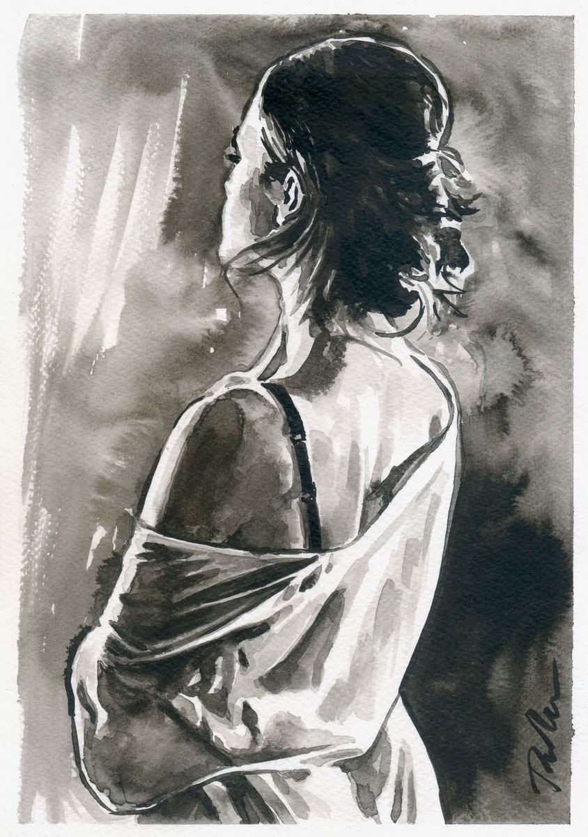 Urban And Pop Portrait Ink Drawing By Tashe, 8 X 12", Flashbacks, Original Artwork