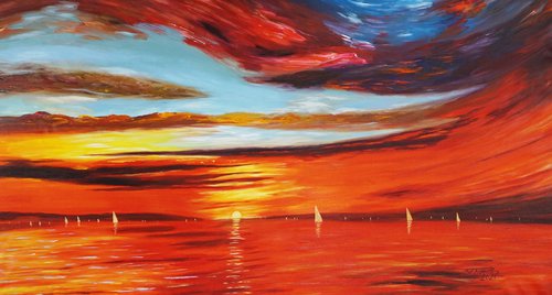 Romantic Sundown Sailing C 1 by Peter Nottrott