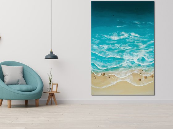 Serenity Beach 2 - XXL painting Resin on wood -> READY TO HANG
