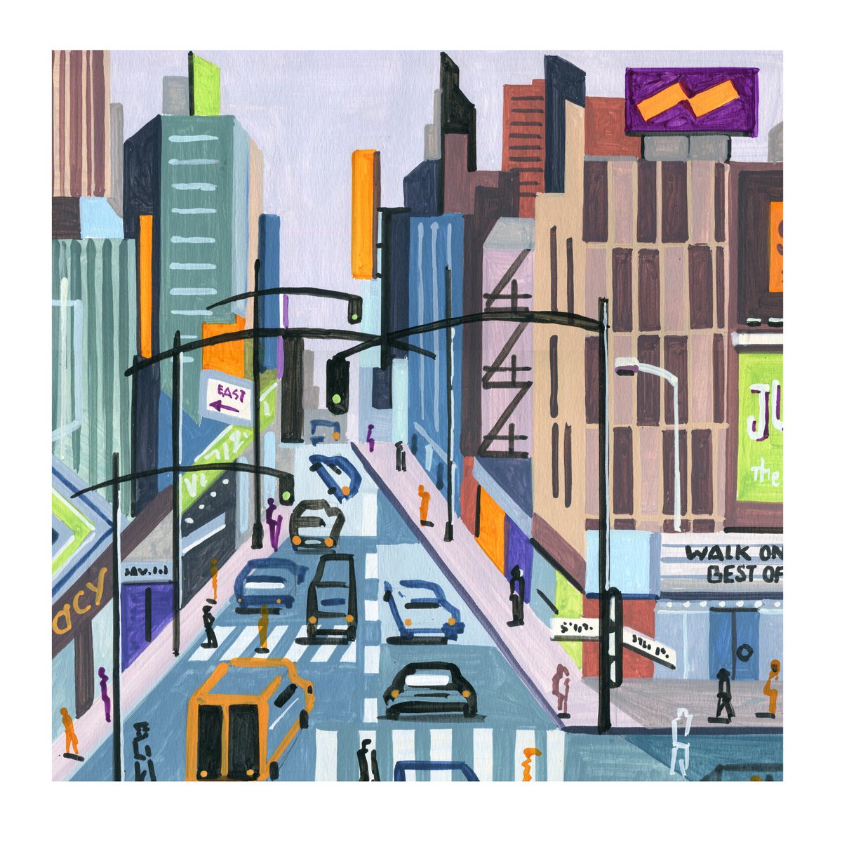 Urban And Pop Acrylic Painting , Newyork_Streetviews-Serie3-41 By Andre Baldet, 14 X 15, Artwork For Sale On Artfinder