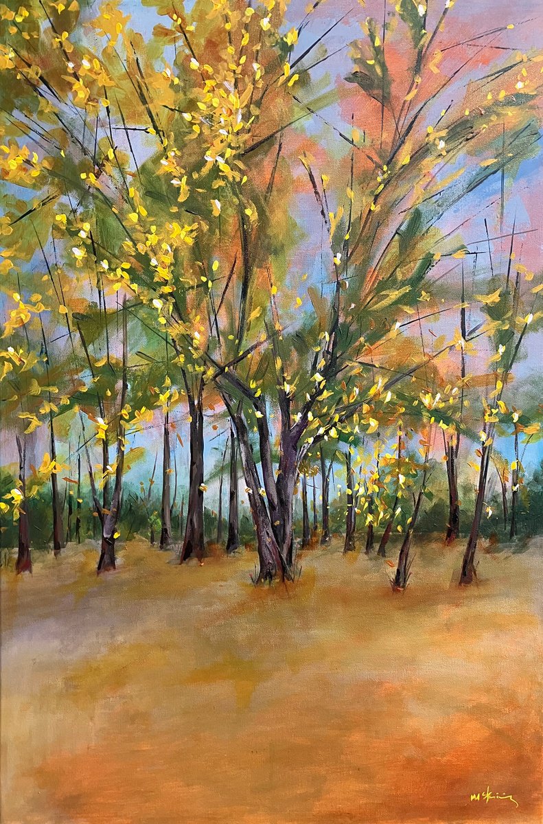 Photorealistic Landscape Acrylic Painting By Mark Skirving, 20 X 30", Summer Walk, Original Artwork