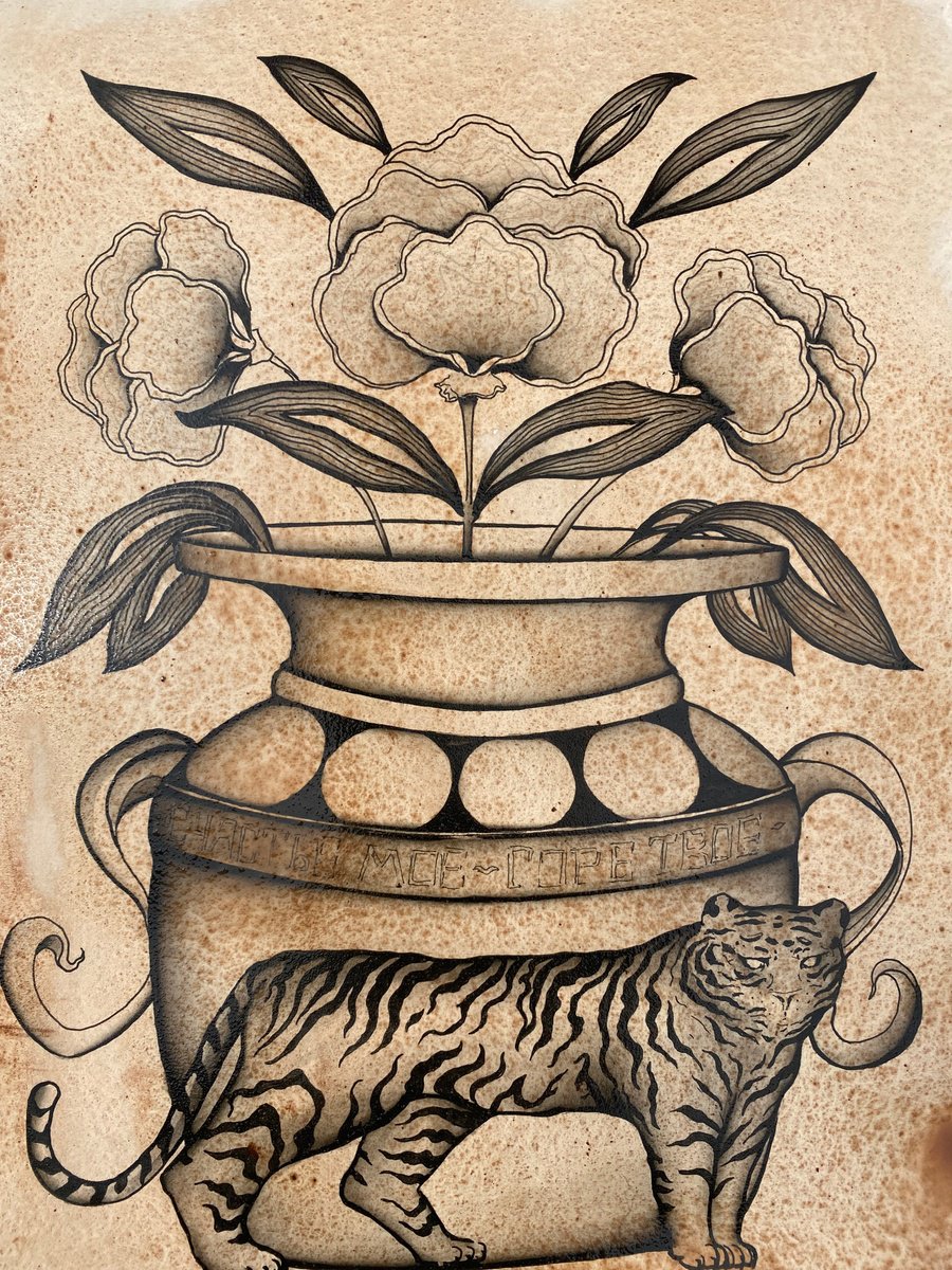 Graphic Animal Ink Drawing By Grey Aiden, 11 X 17, Defender, Original Artwork