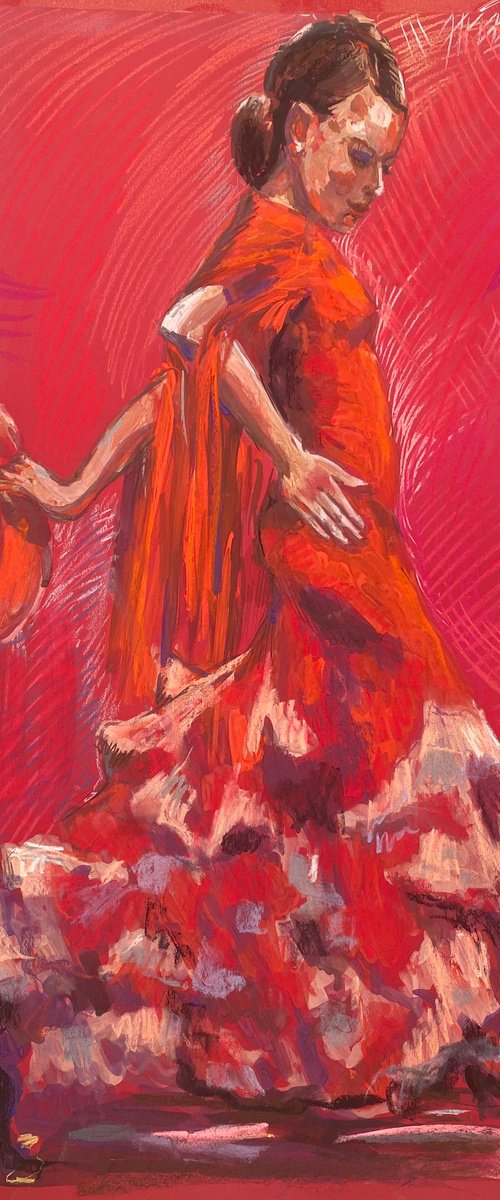 Silhouettes. Red Dancer - 1 by Elena Done