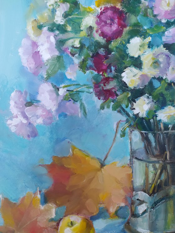Flowers and apples