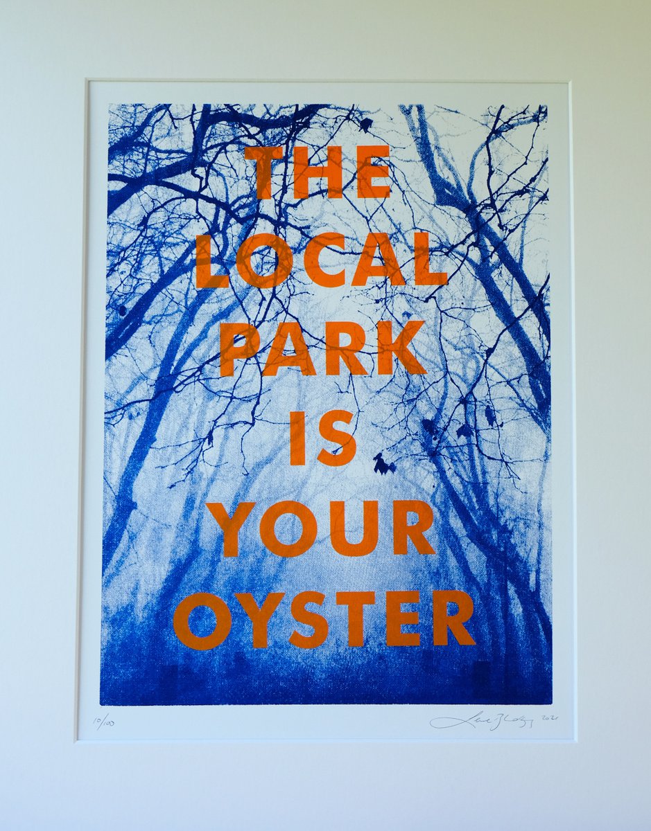 Landscape Screenprint By Lene Bladbjerg, 16 X 20", The Local Park Is Your Oyster, Original Artwork