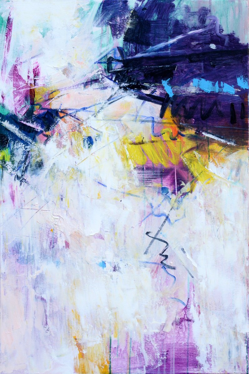 Abstract Acrylic Painting By Jianzhe Chon, 24 X 35, Abstract 052, Original Artwork