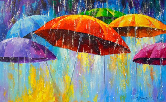 Dancing umbrellas in the rain