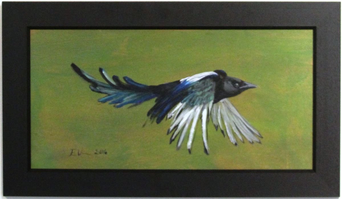 Magpie in Flight by Ellen Wilkinson