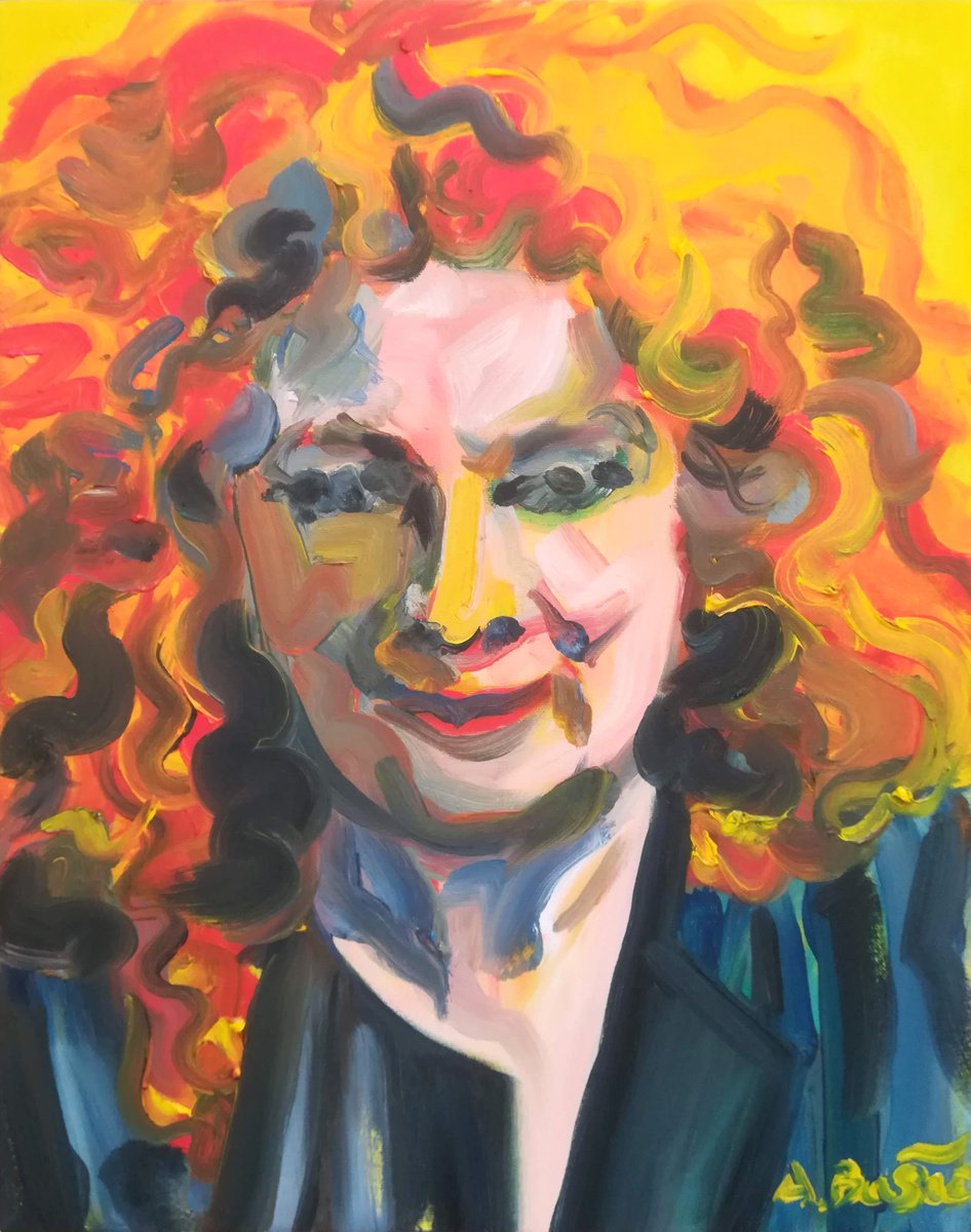 Expressive Portrait Oil Painting By Aleksandar Basic, 14 X 18, Marlene Dumas, Original Artwork