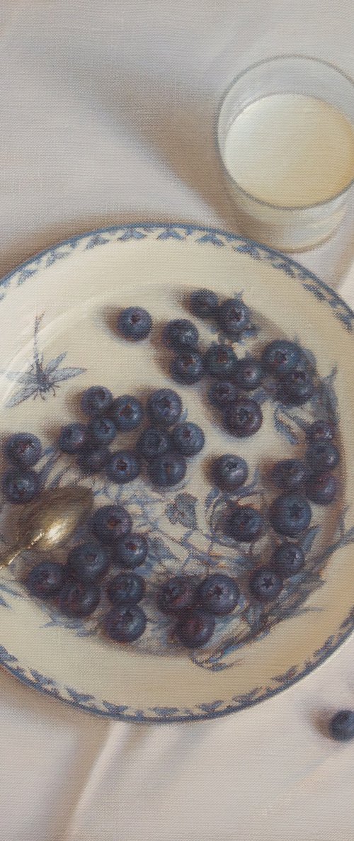 Blueberries and milk by Irina Trushkova