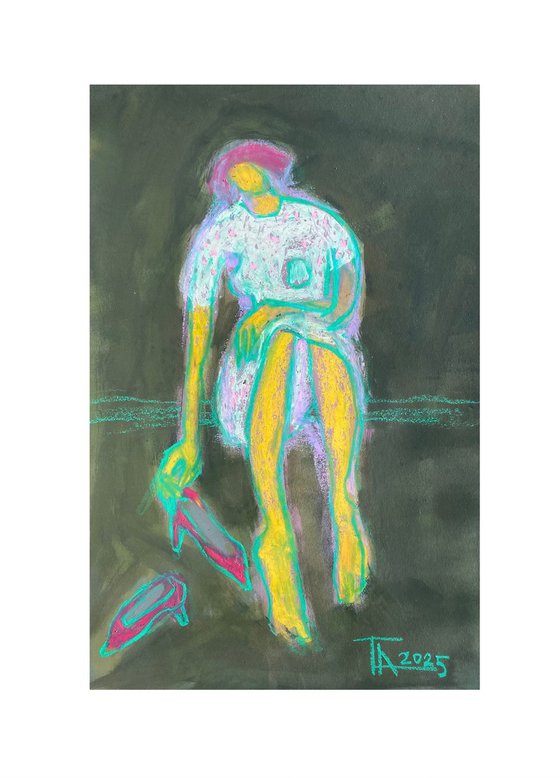 Woman with red pumps.