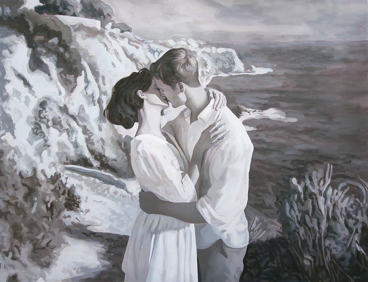 Photorealistic Portrait Oil Painting By Gabriel - Cristian Matei, 47 X 35, I Remember You When The Sea Was Still, Artfinder