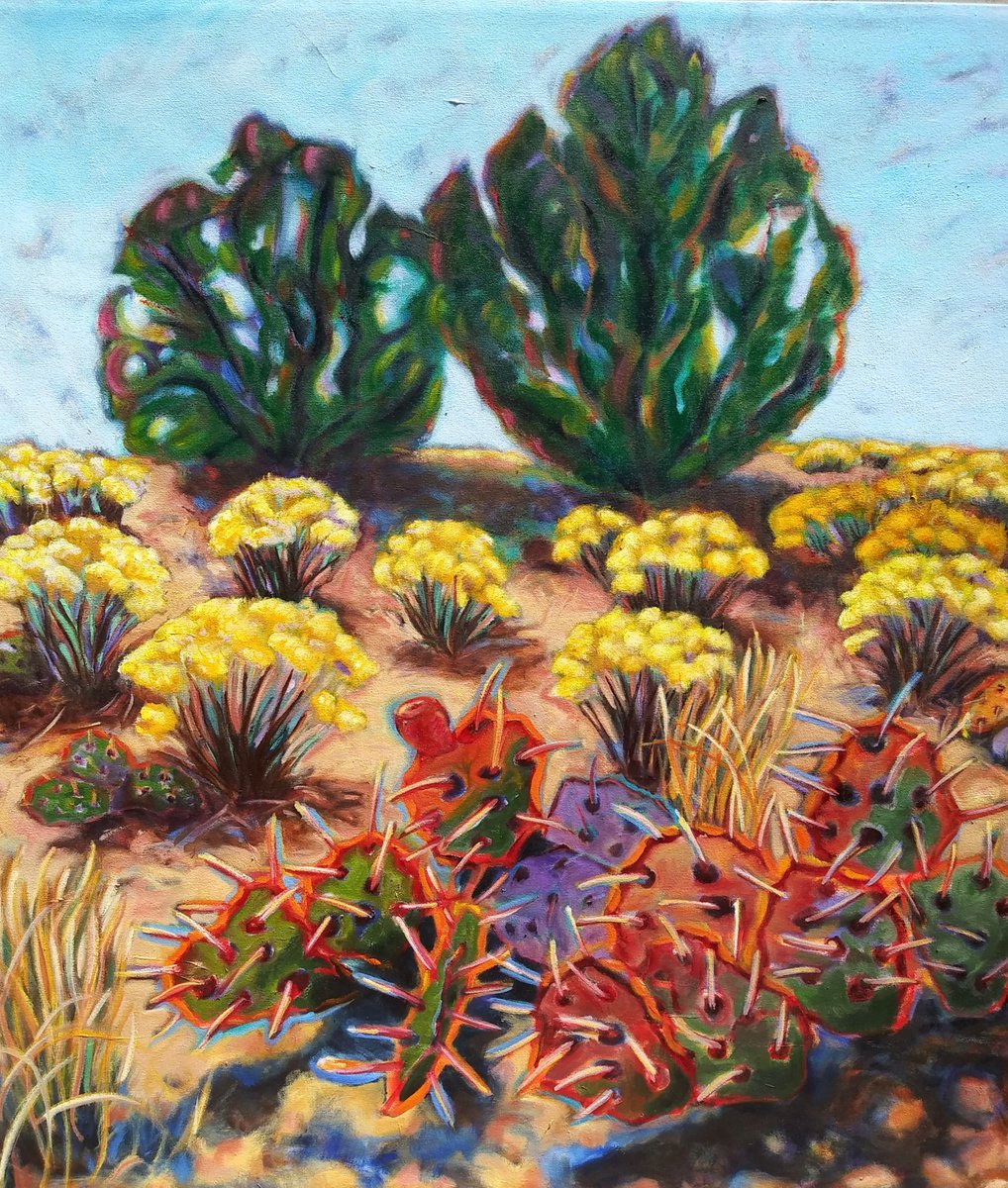 Impressionistic Landscape Oil Painting By Lorie Schackmann, 34 X 38", Desert Study, Original Artwork