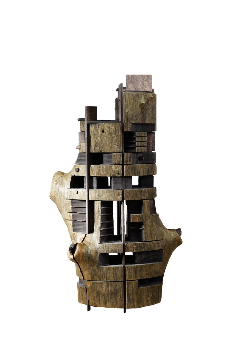 Urban And Pop Portrait Wood Sculpture By Sava Draganov, 18 X 29", "Five Faces", Original Artwork