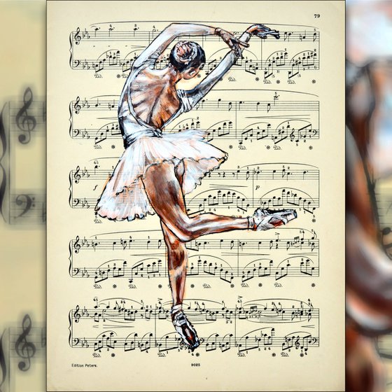 Ballerina XLIX- Vintage Music Page, GIFT idea