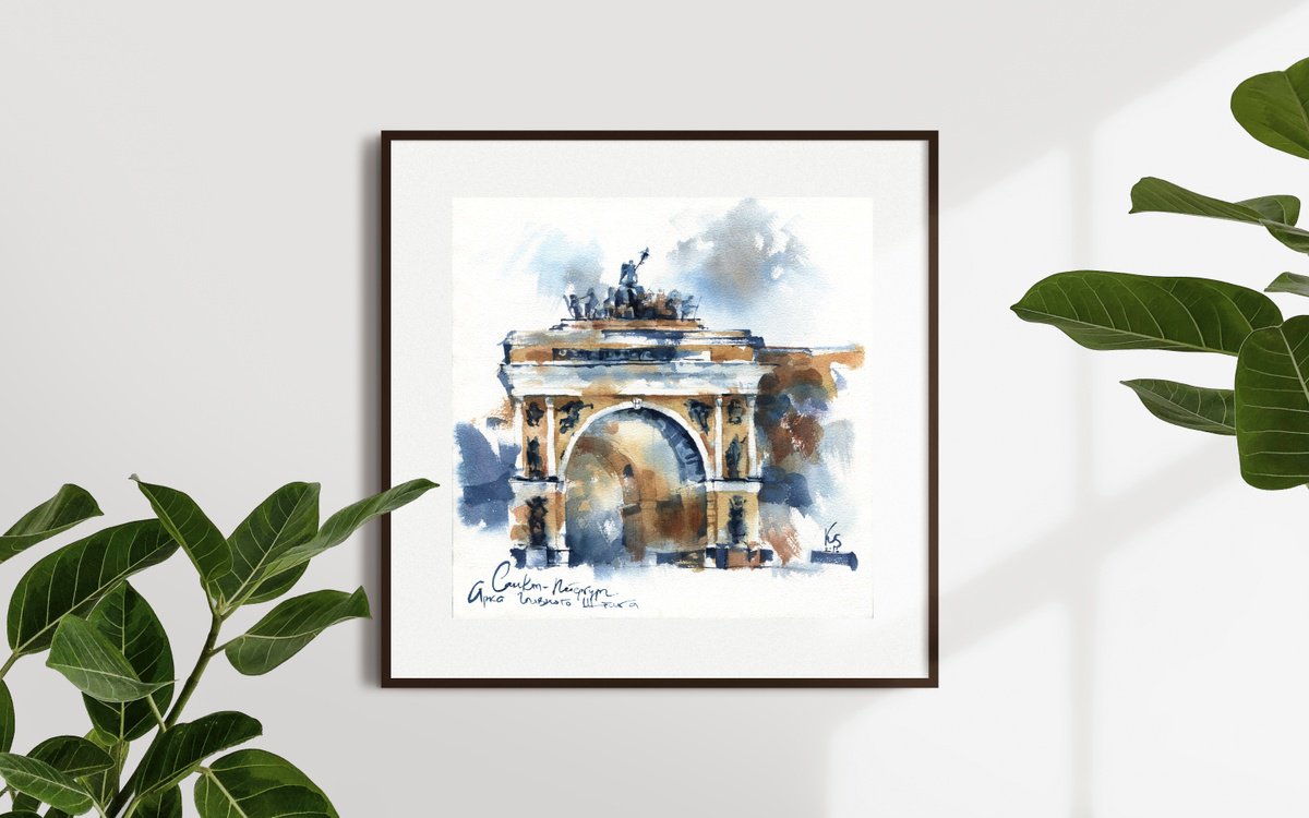 Impressionistic Cityscapes Watercolour By Ksenia Selianko, 12 X 12", Palace Square In St.petersburg, Original Artwork