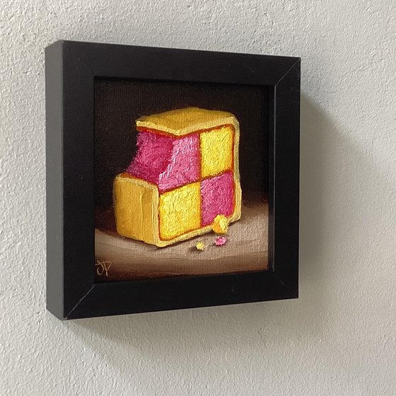 Little Battenberg cake slice