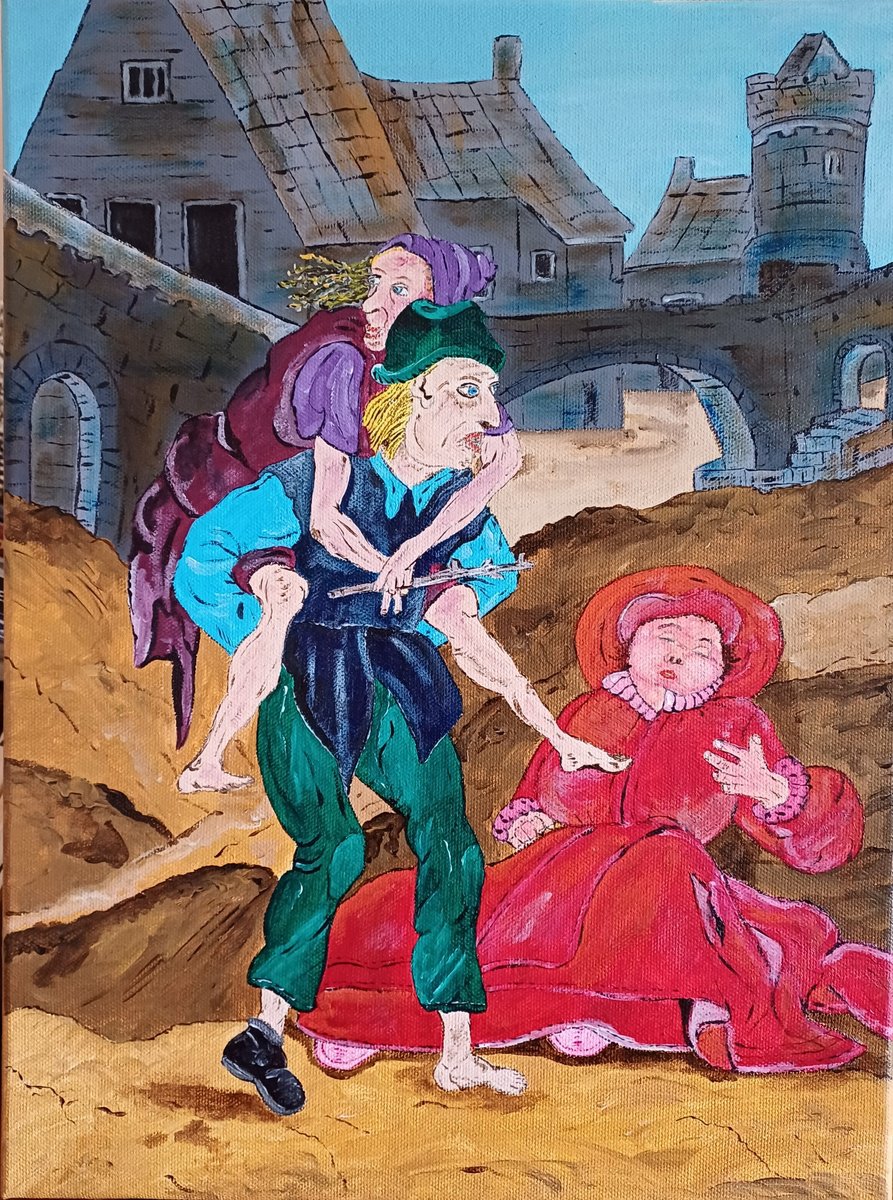 Expressive Portrait Acrylic Painting By Corinne Hamer, 12 X 16, Poverty Is Easier Than Luxury, Original Artwork