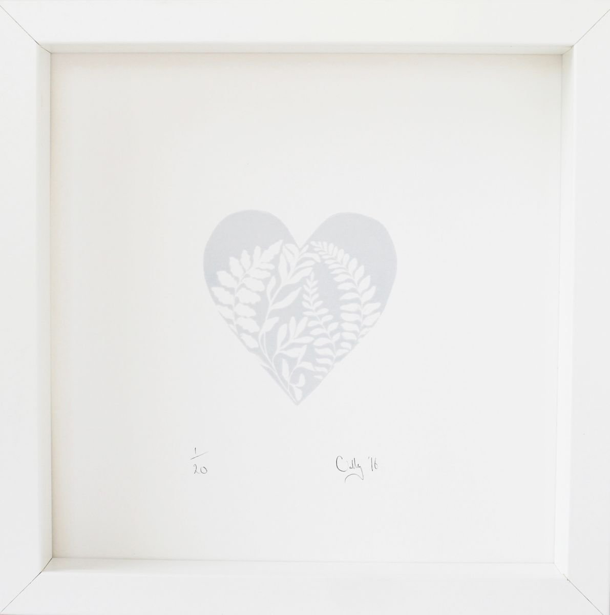 Limited edition Fern Heart lino print by Cally Conway