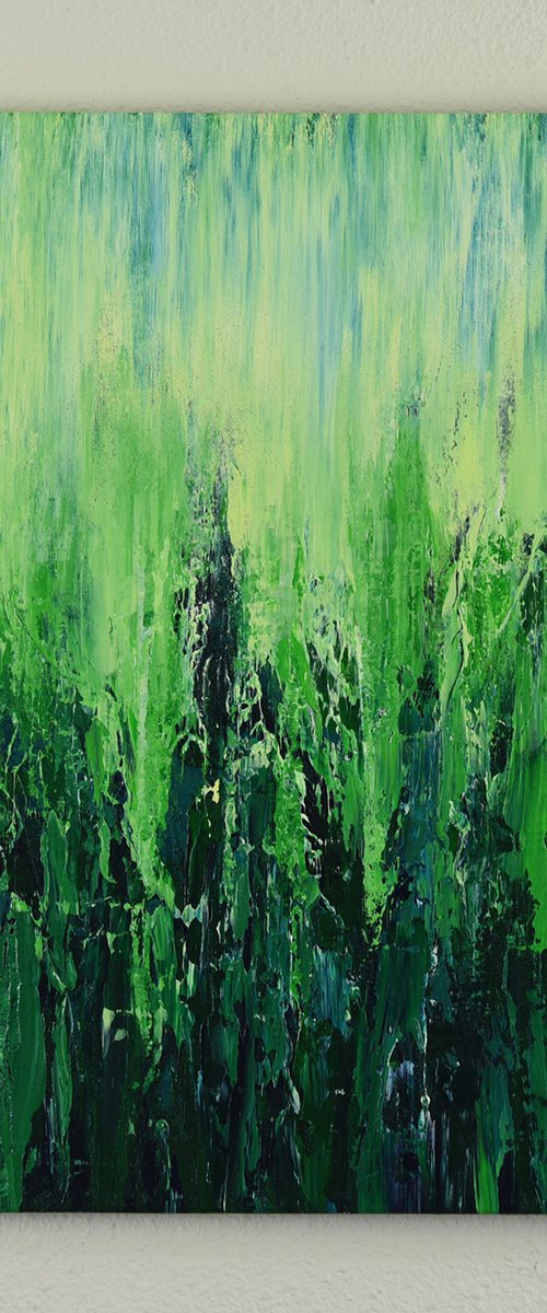 Lush Green - Textured Nature Abstract Painting by Suzanne Vaughan