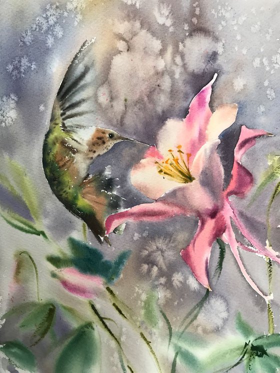 Hummingbird and flower (Little bird)