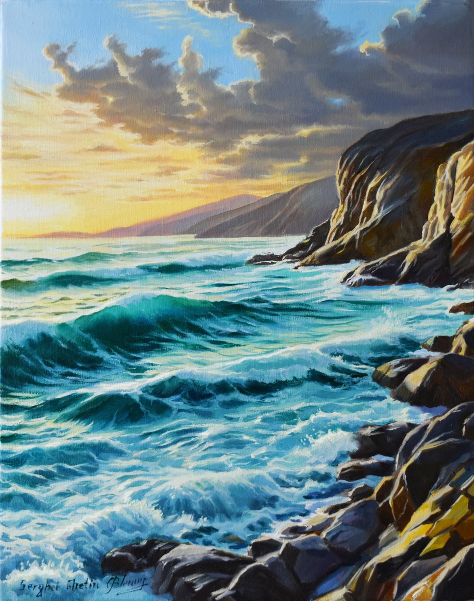 The Evening Ocean By Serghei Ghetiu, 16 X 20, Artwork For Sale On Artfinder