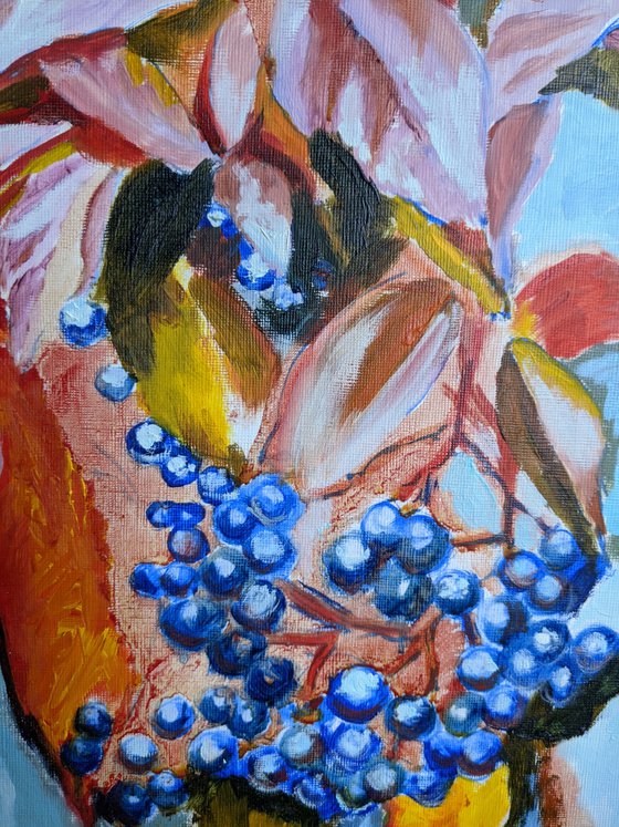 Wild grapes original oil painting wall decoration
