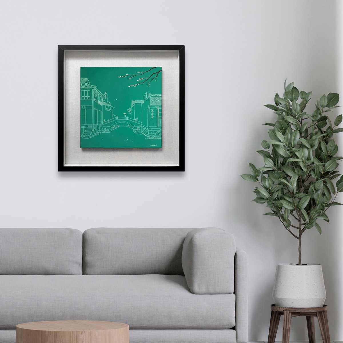 Urban And Pop Landscape Oil Painting By Yuan Hua Jia, 30 X 30", South ( Original ), Original Artwork