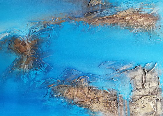 A XL large beautiful modern semi-abstract  seascape painting "Peace"