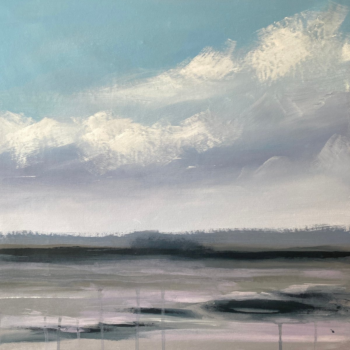 Impressionistic Landscape Acrylic Painting By Helen Mount, 16 X 16, Breathe Slowly/10, Original Artwork