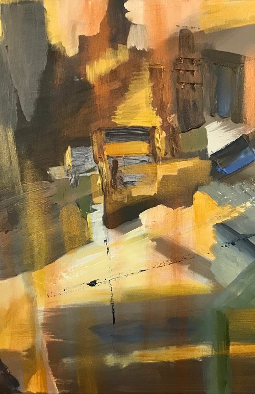 Golden light, a street and tunnels by Emma Sian Pritchard