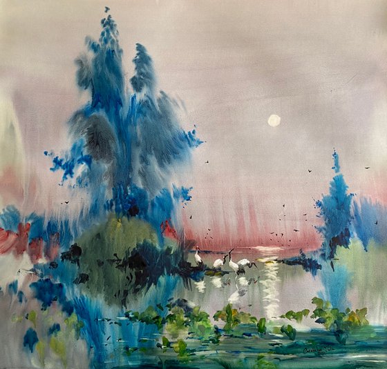 Watercolor “Full moon. Freshness” perfect gift
