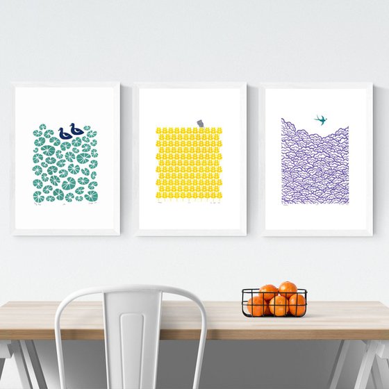 3 x A3 size FRAMED print bundle -SAVE 15% FREE UK Delivery