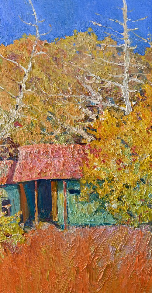 Autumn, Old house in the Woods by Suren Nersisyan