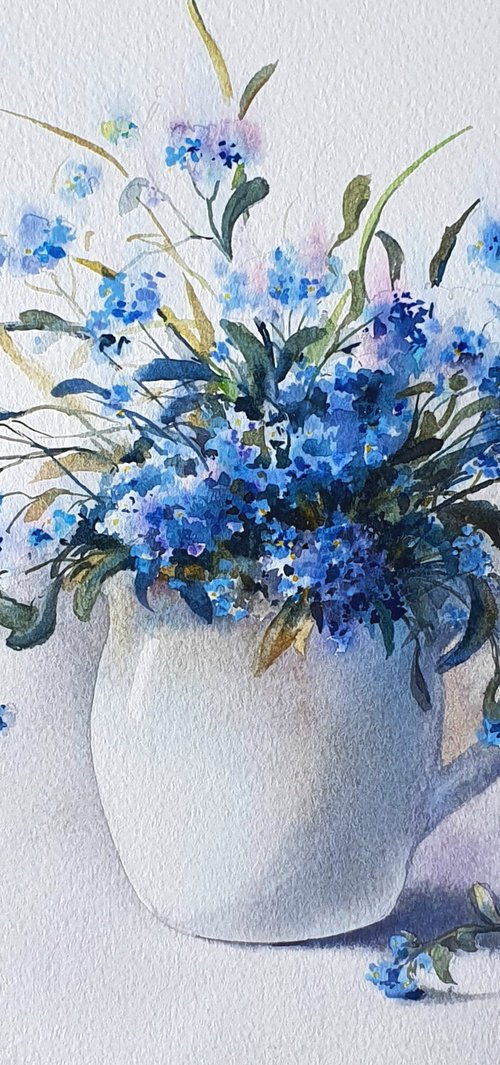 Forget-me-not flowers bouquet by Natasha Sokolnikova