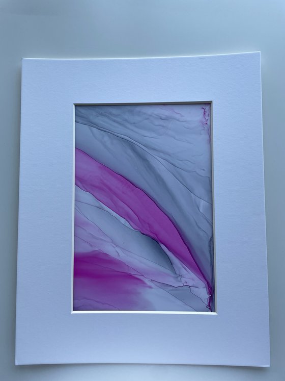 ABSTRACTION  PINK GRAY - alcohol ink , plastik paper