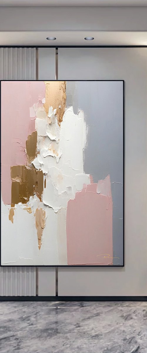 Dusty Rose and Gold Abstract by Indie Ru