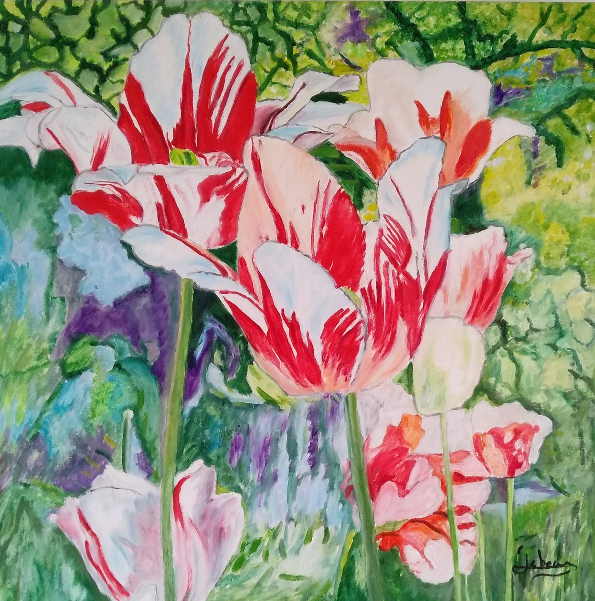 Tulips in the garden by Isabelle Lucas